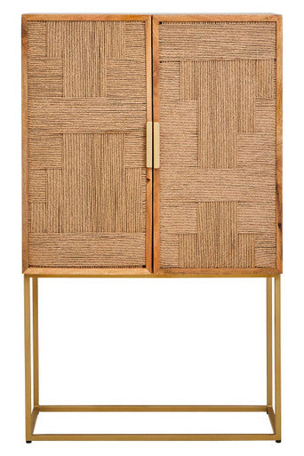 Orsina Teora Mango Wood Storage Cabinet | Two-Door Woven Paper Rope