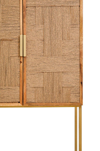 Orsina Teora Mango Wood Storage Cabinet | Two-Door Woven Paper Rope