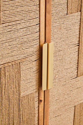 Orsina Teora Mango Wood Storage Cabinet | Two-Door Woven Paper Rope