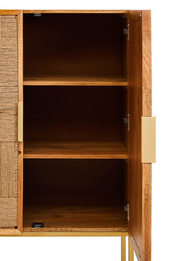 Orsina Teora Mango Wood Storage Cabinet | Two-Door Woven Paper Rope