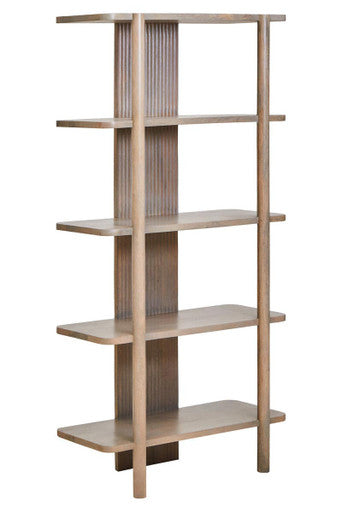Orsina Torello 5-Tier Mango Wood Shelf Unit – Grey Display Shelving