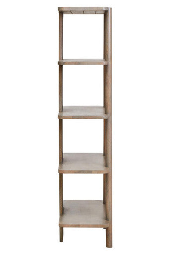 Orsina Torello 5-Tier Mango Wood Shelf Unit – Grey Display Shelving