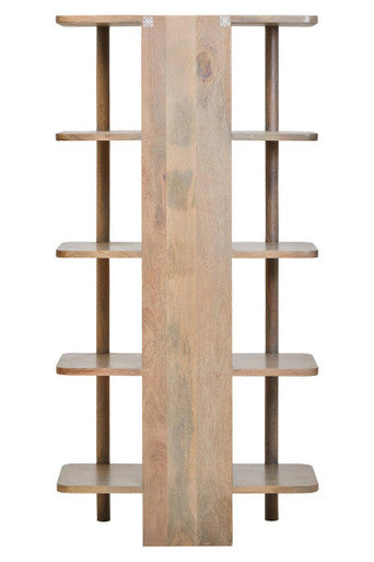 Orsina Torello 5-Tier Mango Wood Shelf Unit – Grey Display Shelving