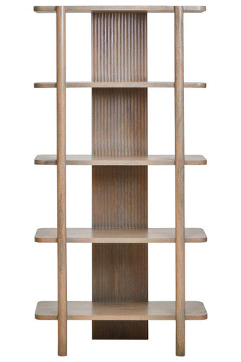 Orsina Torello 5-Tier Mango Wood Shelf Unit – Grey Display Shelving