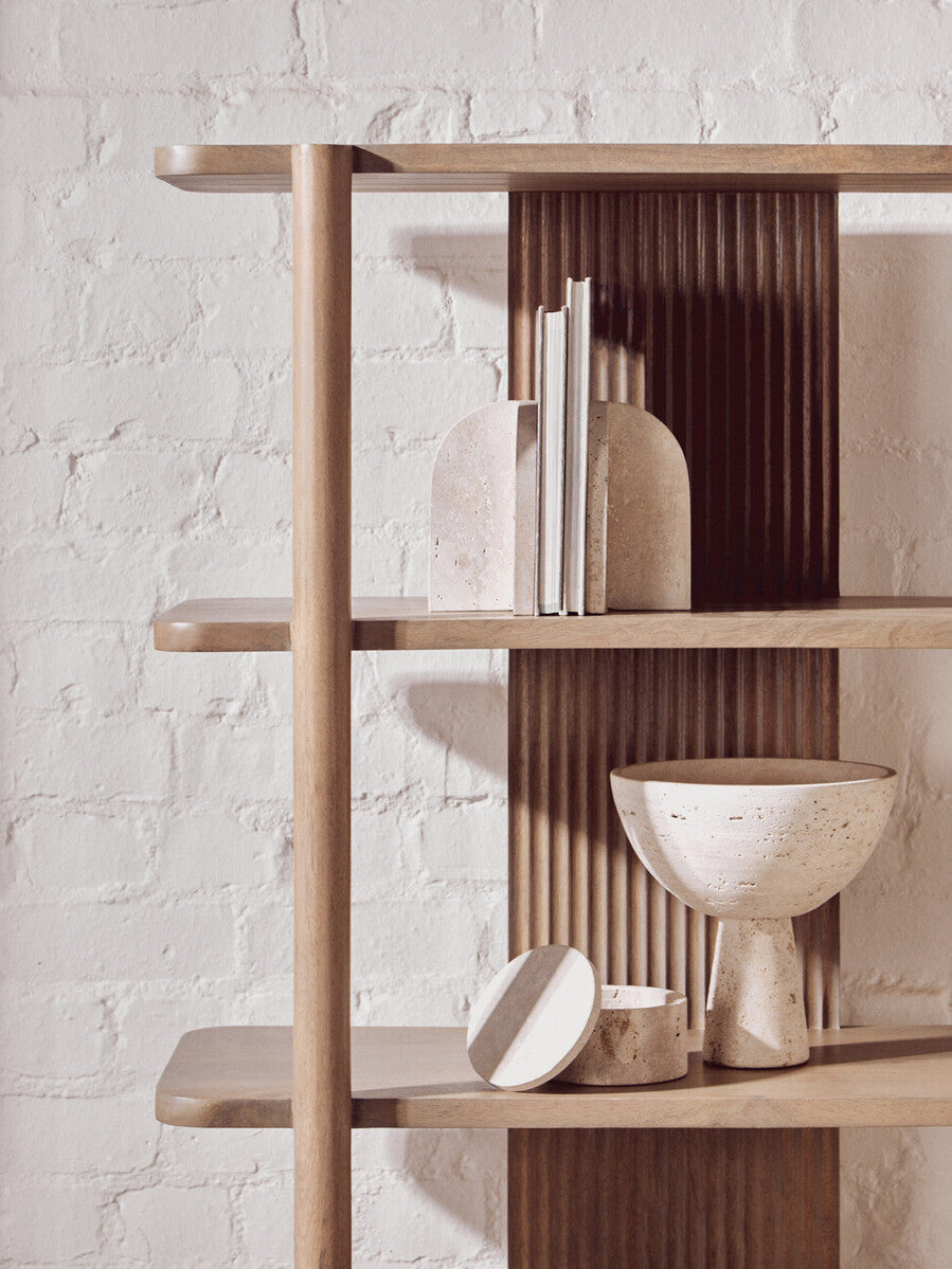 Orsina Torello 5-Tier Mango Wood Shelf Unit – Grey Display Shelving