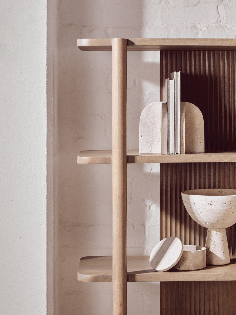 Orsina Torello 5-Tier Mango Wood Shelf Unit – Grey Display Shelving
