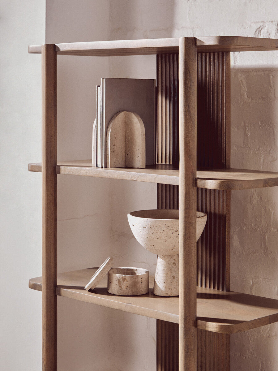 Orsina Torello 5-Tier Mango Wood Shelf Unit – Grey Display Shelving