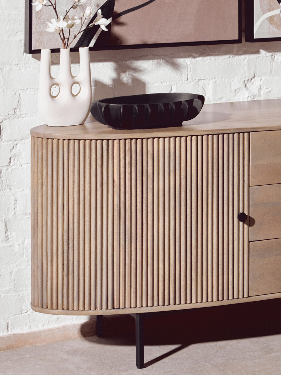 Orsina Torello Grey Mango Wood Sideboard | 2-Door 3-Drawer Buffet