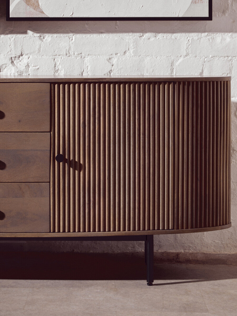 Orsina Torello Grey Mango Wood Sideboard | 2-Door 3-Drawer Buffet