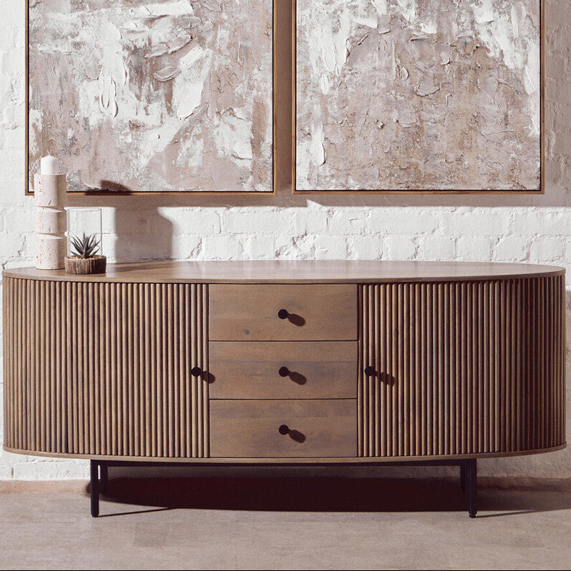 Orsina Torello Grey Mango Wood Sideboard | 2-Door 3-Drawer Buffet