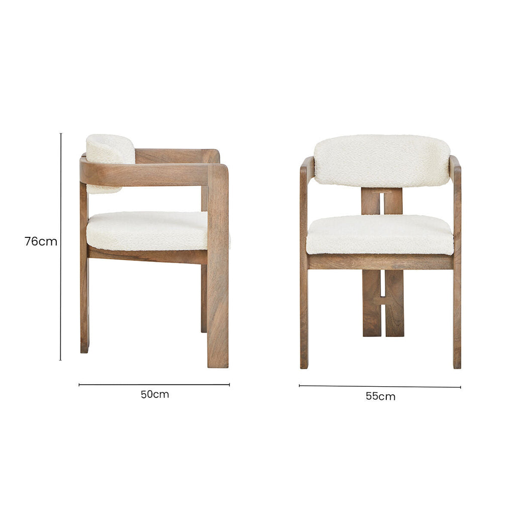 Orsina Torello Grey Mango Wood Dining Chair with Upholstered Seat