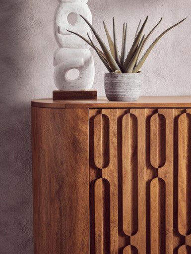Orsina Torcino Two Door Storage Cabinet – Brown Solid Mango Wood