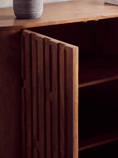 Orsina Torcino Two Door Storage Cabinet – Brown Solid Mango Wood