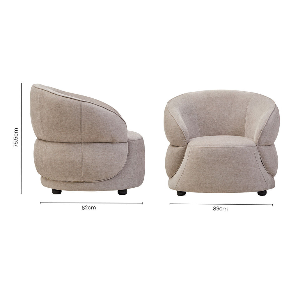 Orsina Daphne Taupe Chenille Curved Accent Chair – Modern Seating