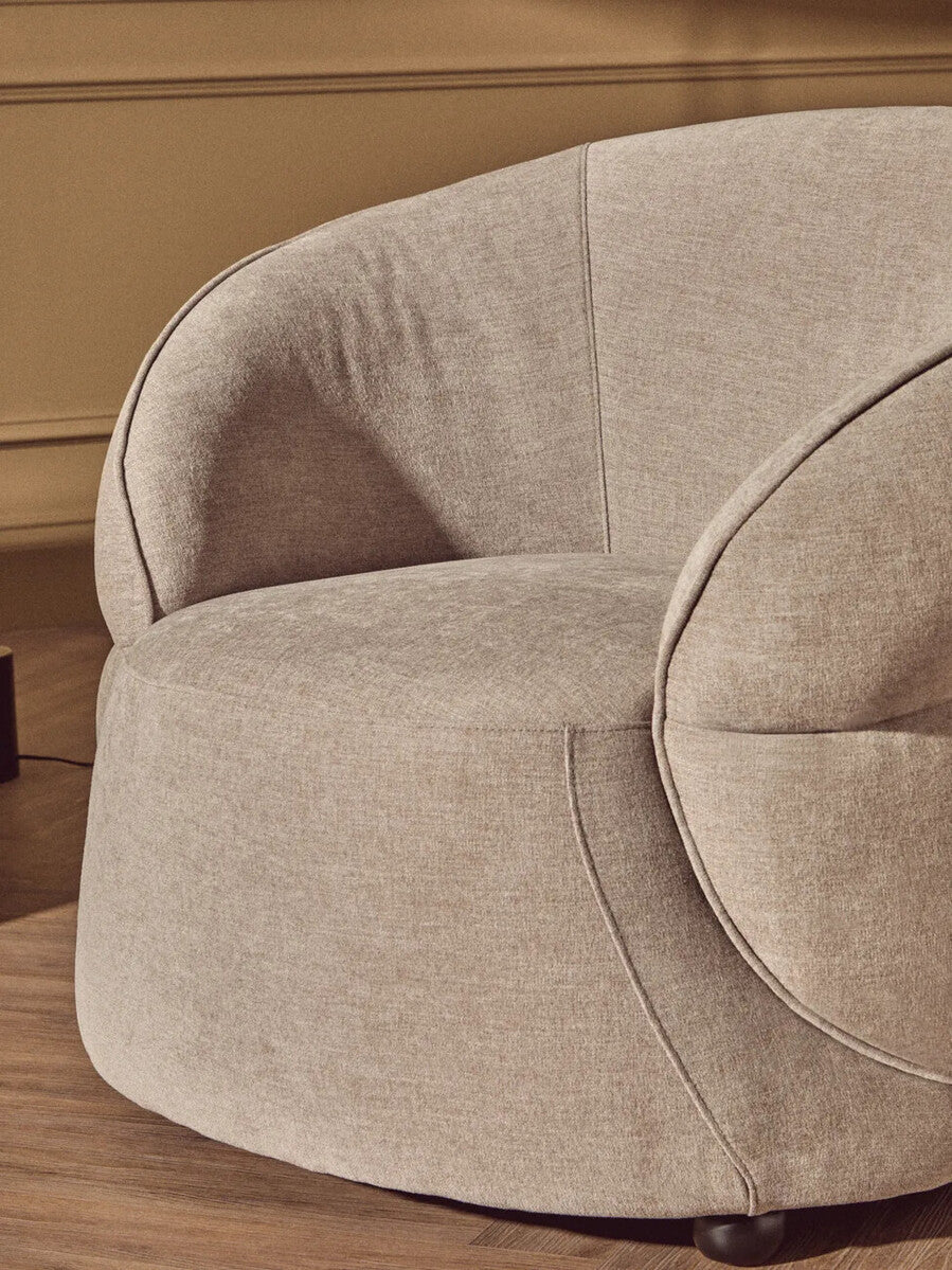 Orsina Daphne Taupe Chenille Curved Accent Chair – Modern Seating