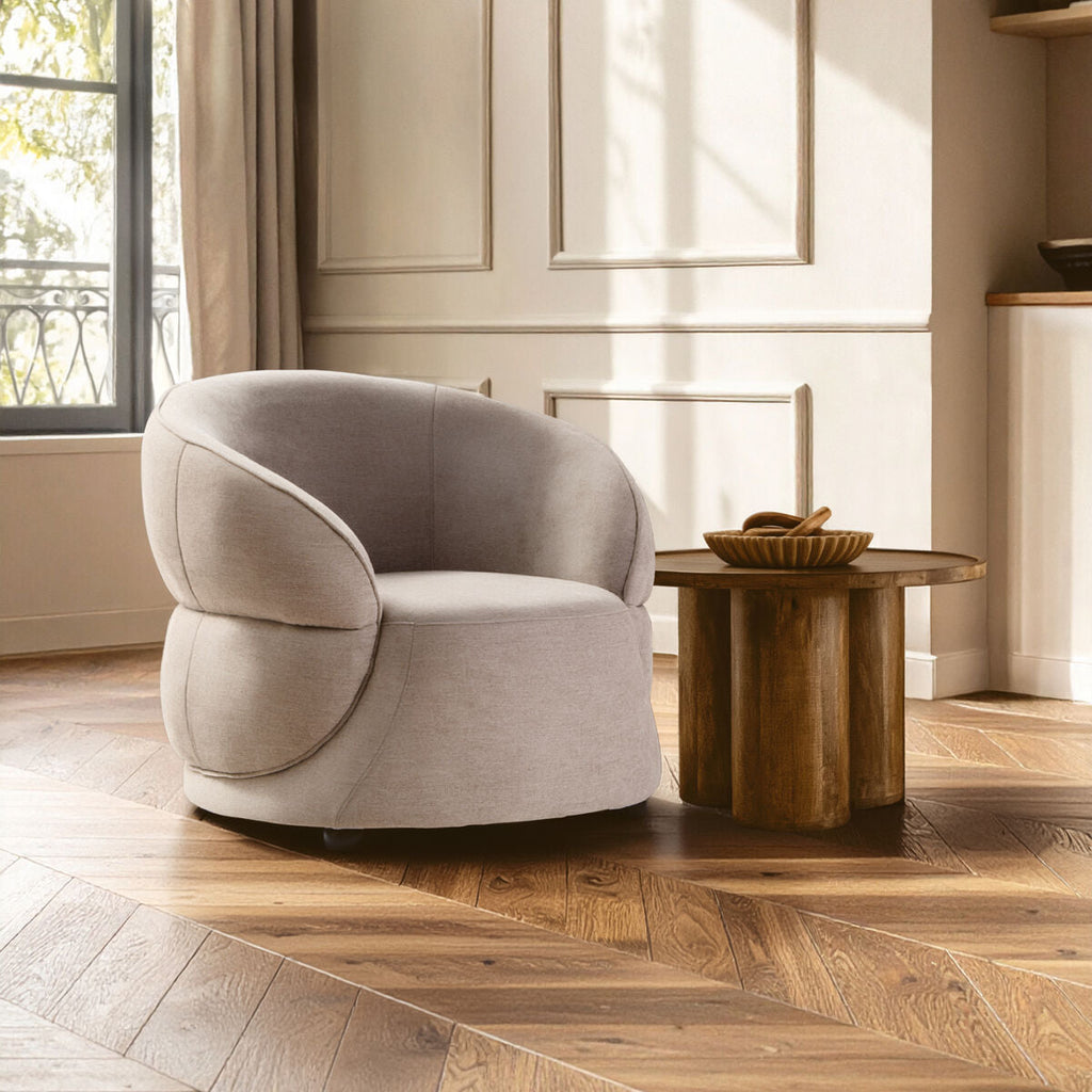 Orsina Daphne Taupe Chenille Curved Accent Chair – Modern Seating