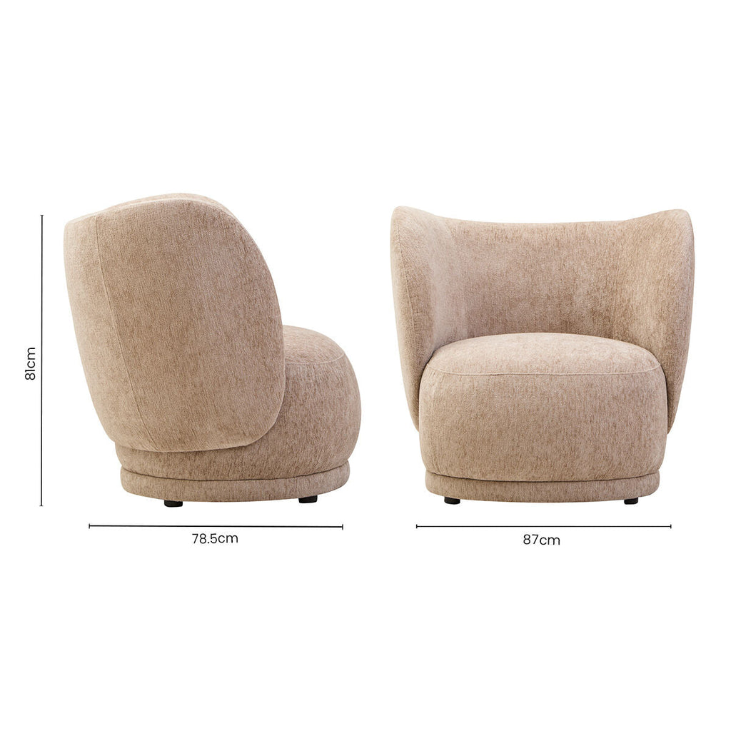 Orsina Delray Curved Accent Chair – Brown Chenille Lounge Seating