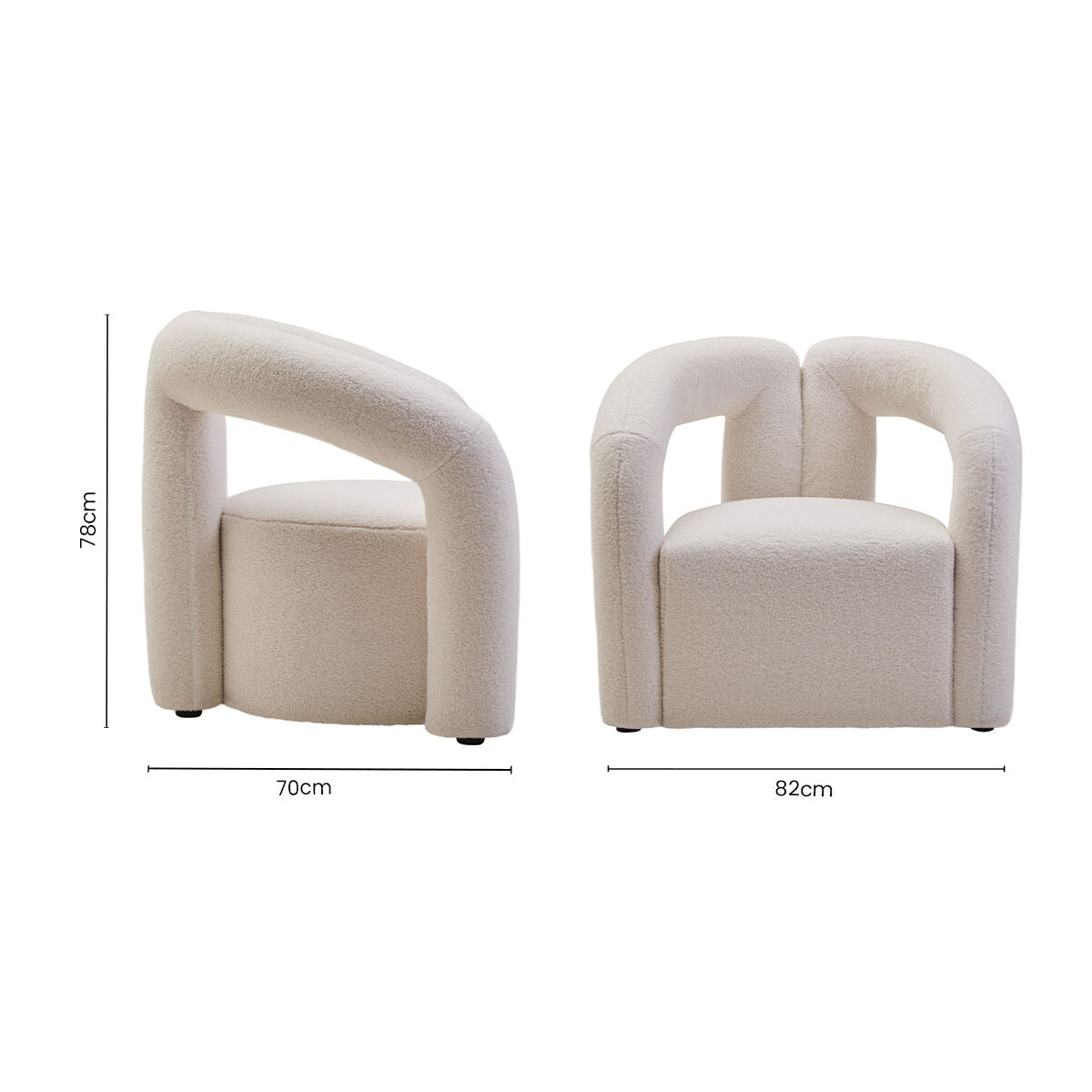 Orsina Davina Ivory Boucle Accent Chair – Modern Sculptural Seating