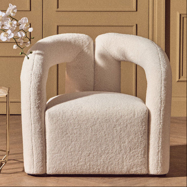 Orsina Davina Ivory Boucle Accent Chair – Modern Sculptural Seating