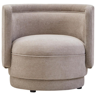 Orsina Drake Taupe Chenille Curved Accent Chair – Modern Living Room Seating