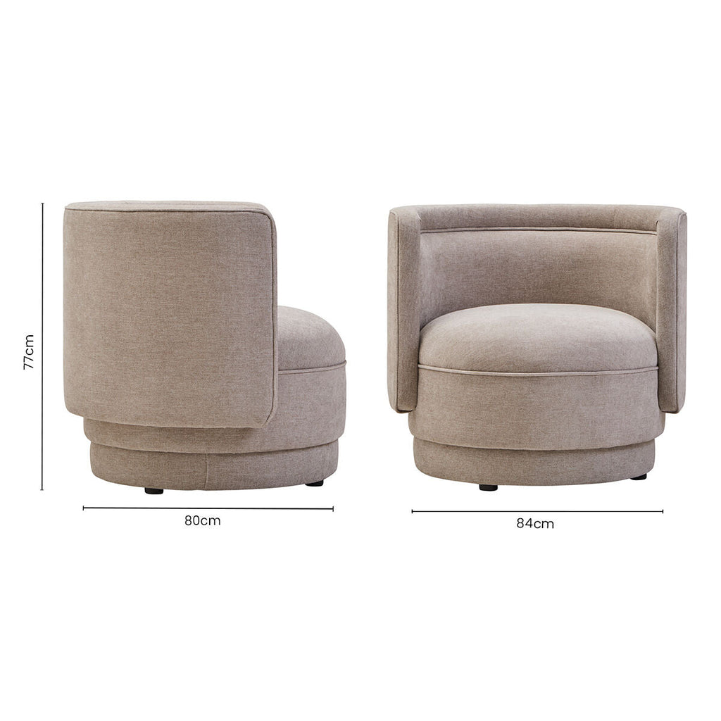 Orsina Drake Taupe Chenille Curved Accent Chair – Modern Living Room Seating