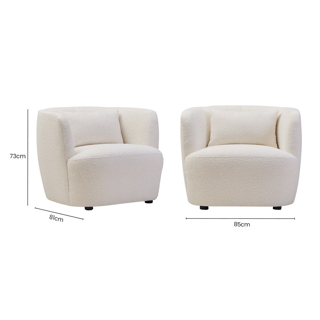 Orsina Bruge Curved Accent Chair – Textured Cream and Black Modern Seat