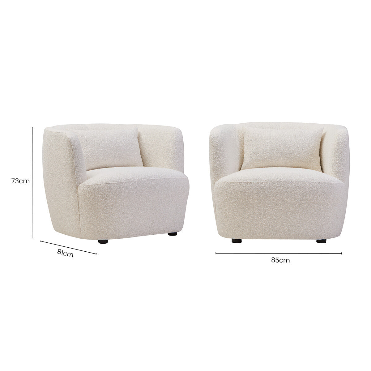 Orsina Bruge Curved Accent Chair – Textured Cream and Black Modern Seat