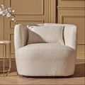 Orsina Bruge Curved Accent Chair – Textured Cream and Black Modern Seat