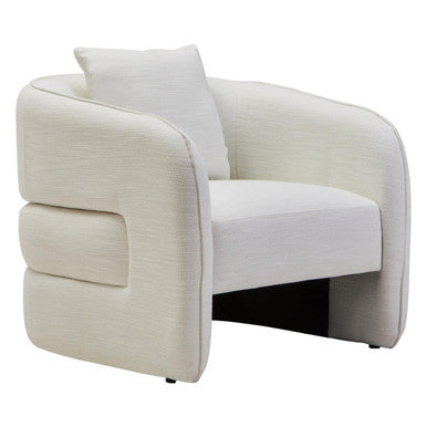 Orsina Bilani Curved Accent Chair – Cream Linen Effect Living Room Seat