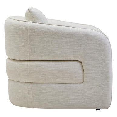 Orsina Bilani Curved Accent Chair – Cream Linen Effect Living Room Seat
