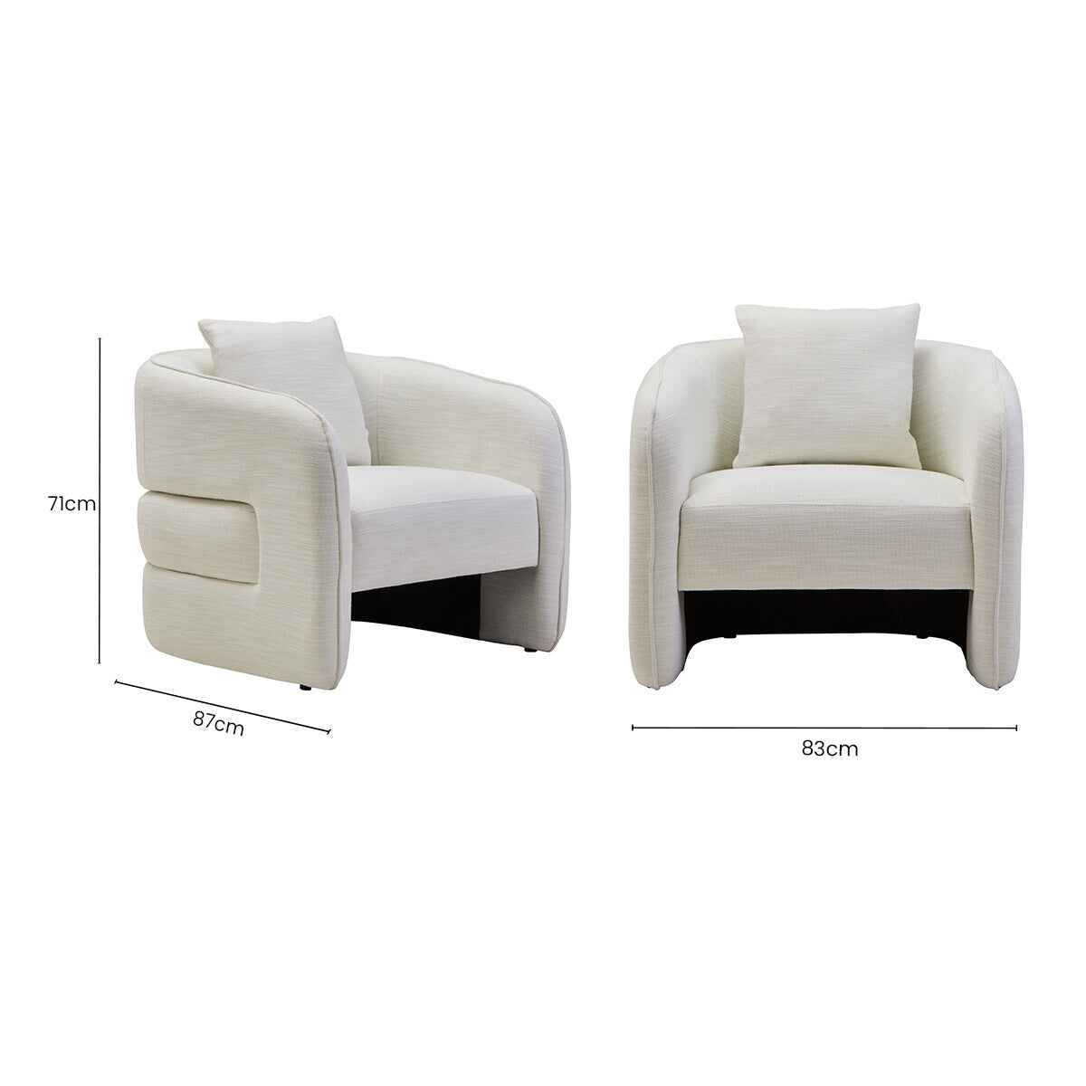 Orsina Bilani Curved Accent Chair – Cream Linen Effect Living Room Seat
