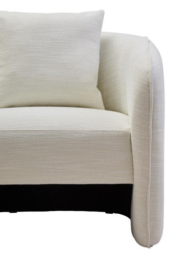 Orsina Bilani Curved Accent Chair – Cream Linen Effect Living Room Seat