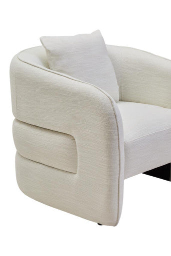 Orsina Bilani Curved Accent Chair – Cream Linen Effect Living Room Seat