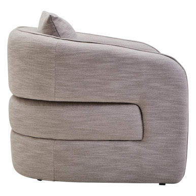 Orsina Bilani Curved Accent Chair – Grey Linen Effect Lounge Chair