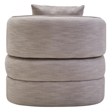Orsina Bilani Curved Accent Chair – Grey Linen Effect Lounge Chair
