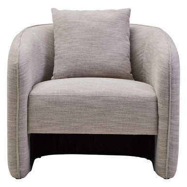Orsina Bilani Curved Accent Chair – Grey Linen Effect Lounge Chair