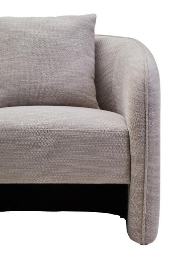 Orsina Bilani Curved Accent Chair – Grey Linen Effect Lounge Chair