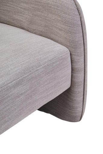 Orsina Bilani Curved Accent Chair – Grey Linen Effect Lounge Chair