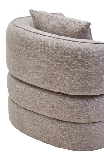 Orsina Bilani Curved Accent Chair – Grey Linen Effect Lounge Chair