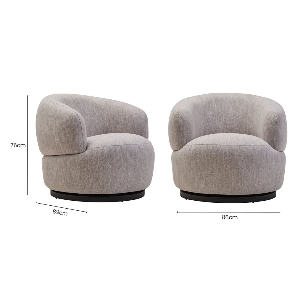Orsina Bordo Curved Swivel Chair – Textured Grey Modern Accent Seat