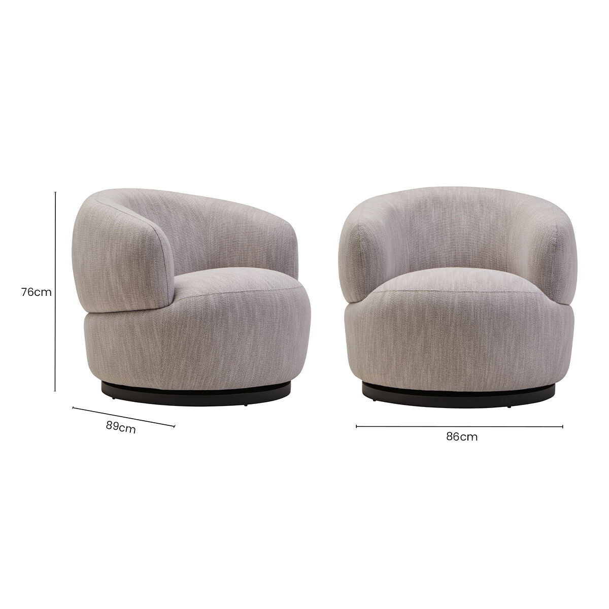 Orsina Bordo Curved Swivel Chair – Textured Grey Modern Accent Seat