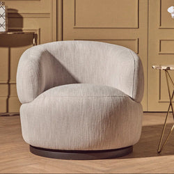 Orsina Bordo Curved Swivel Chair – Textured Grey Modern Accent Seat