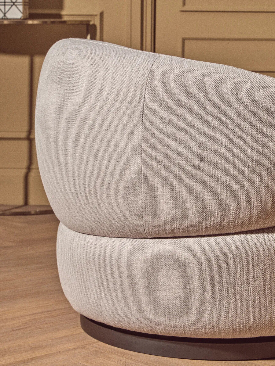 Orsina Bordo Curved Swivel Chair – Textured Grey Modern Accent Seat