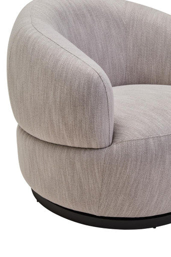 Orsina Bordo Curved Swivel Chair – Textured Grey Modern Accent Seat