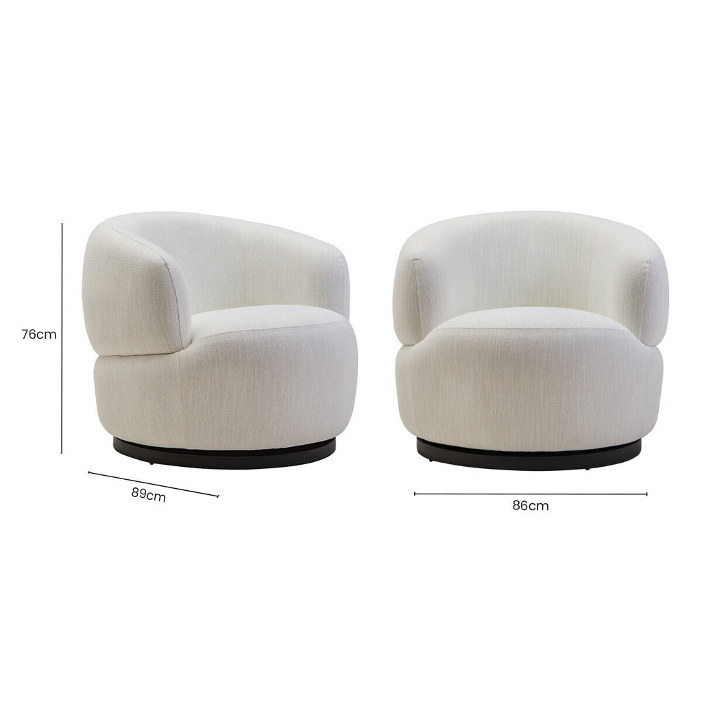 Orsina Bordo Textured Cream Curved Swivel Chair | Modern Accent Seat