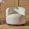 Orsina Bordo Textured Cream Curved Swivel Chair | Modern Accent Seat