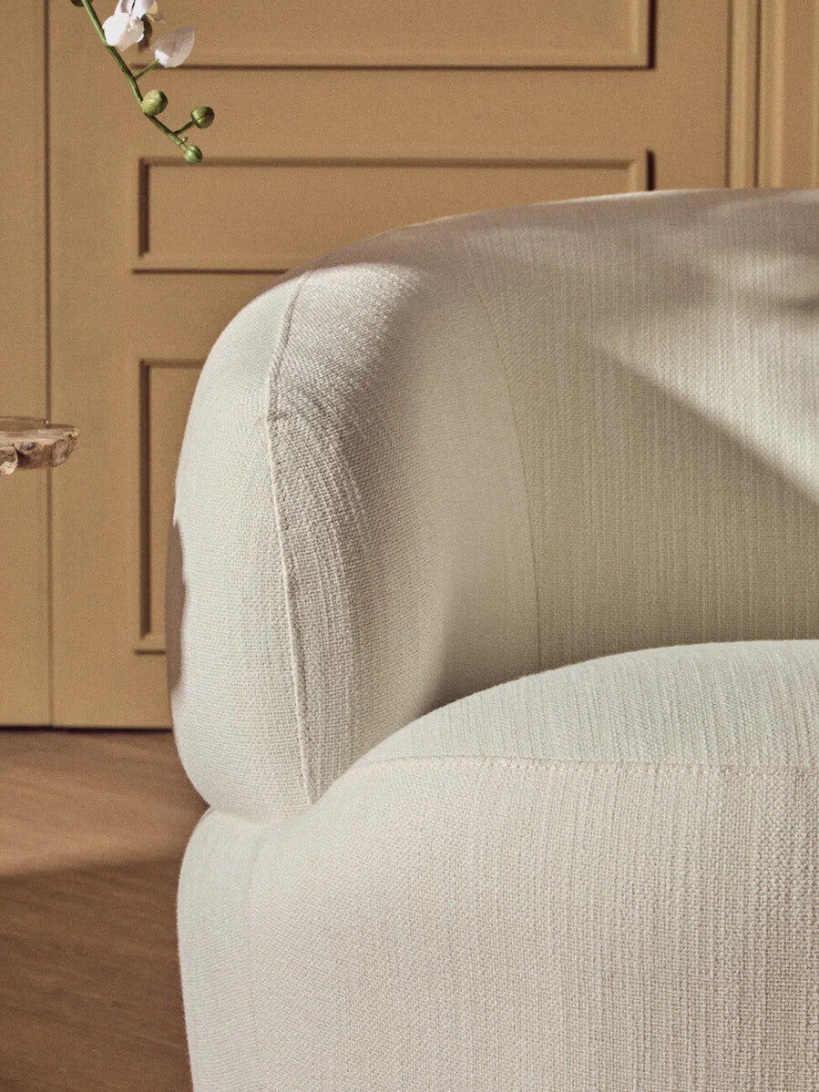 Orsina Bordo Textured Cream Curved Swivel Chair | Modern Accent Seat