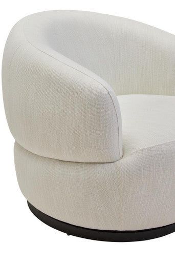Orsina Bordo Textured Cream Curved Swivel Chair | Modern Accent Seat