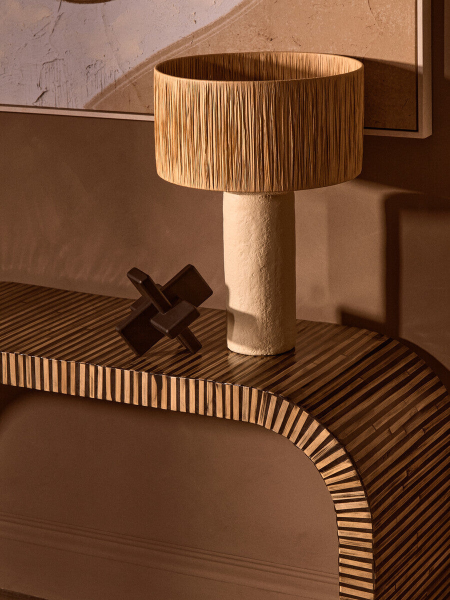 Orsina Bambusa Curved Bamboo Console Table – Natural Inlay Design