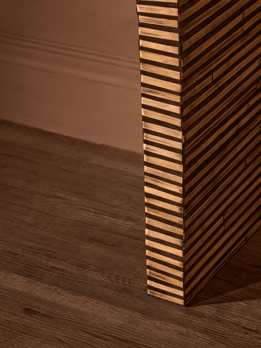Orsina Bambusa Curved Bamboo Console Table – Natural Inlay Design